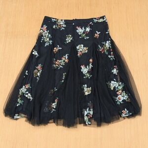 NWT New York & Company Floral‎ Sequins Beaded Tulle Mesh Midi Skirt Women's XL